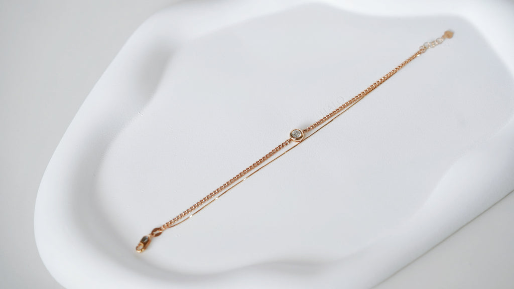 水泡鑲鑽石雙層手鏈