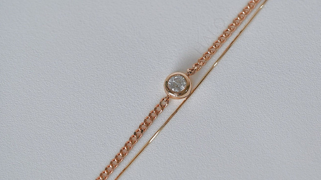 水泡鑲鑽石雙層手鏈