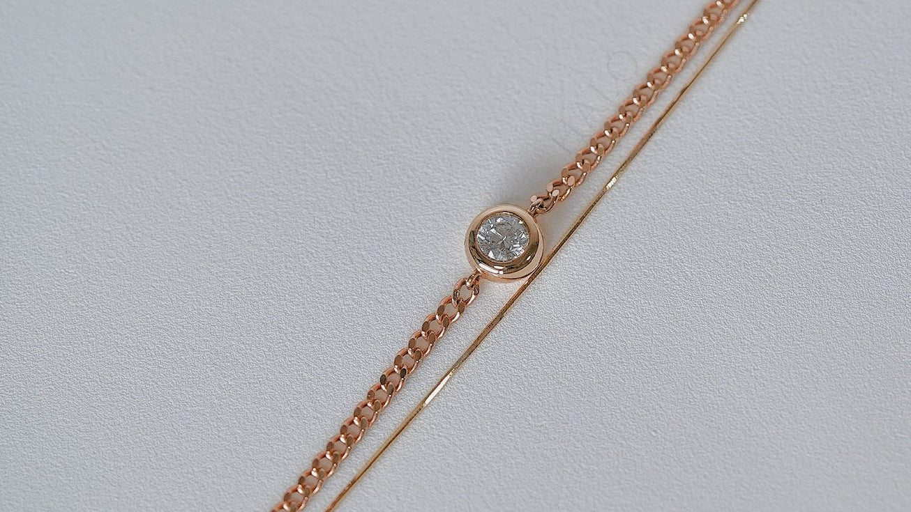 水泡鑲鑽石雙層手鏈