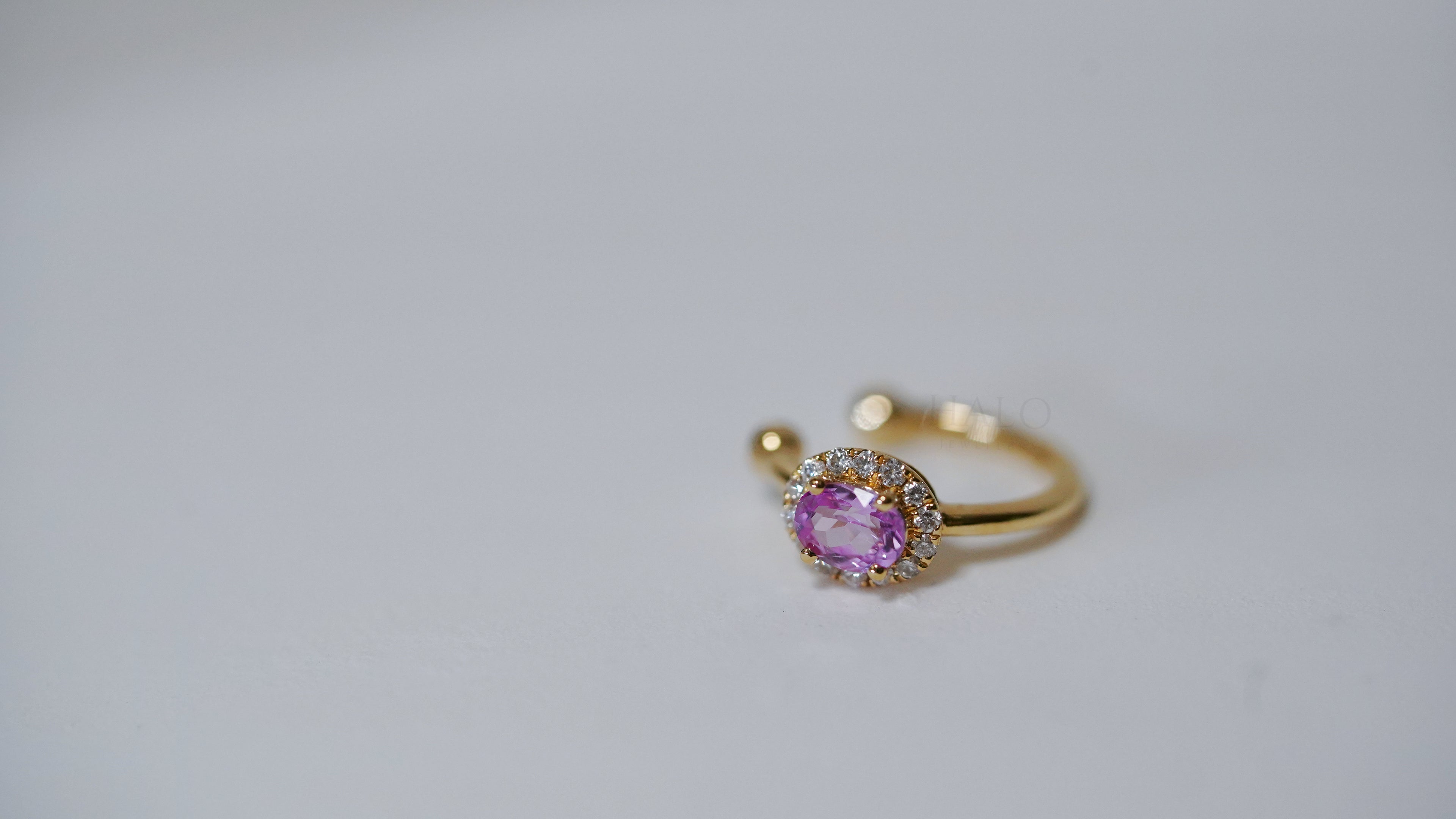 彩色藍寶石圍鑽耳骨夾