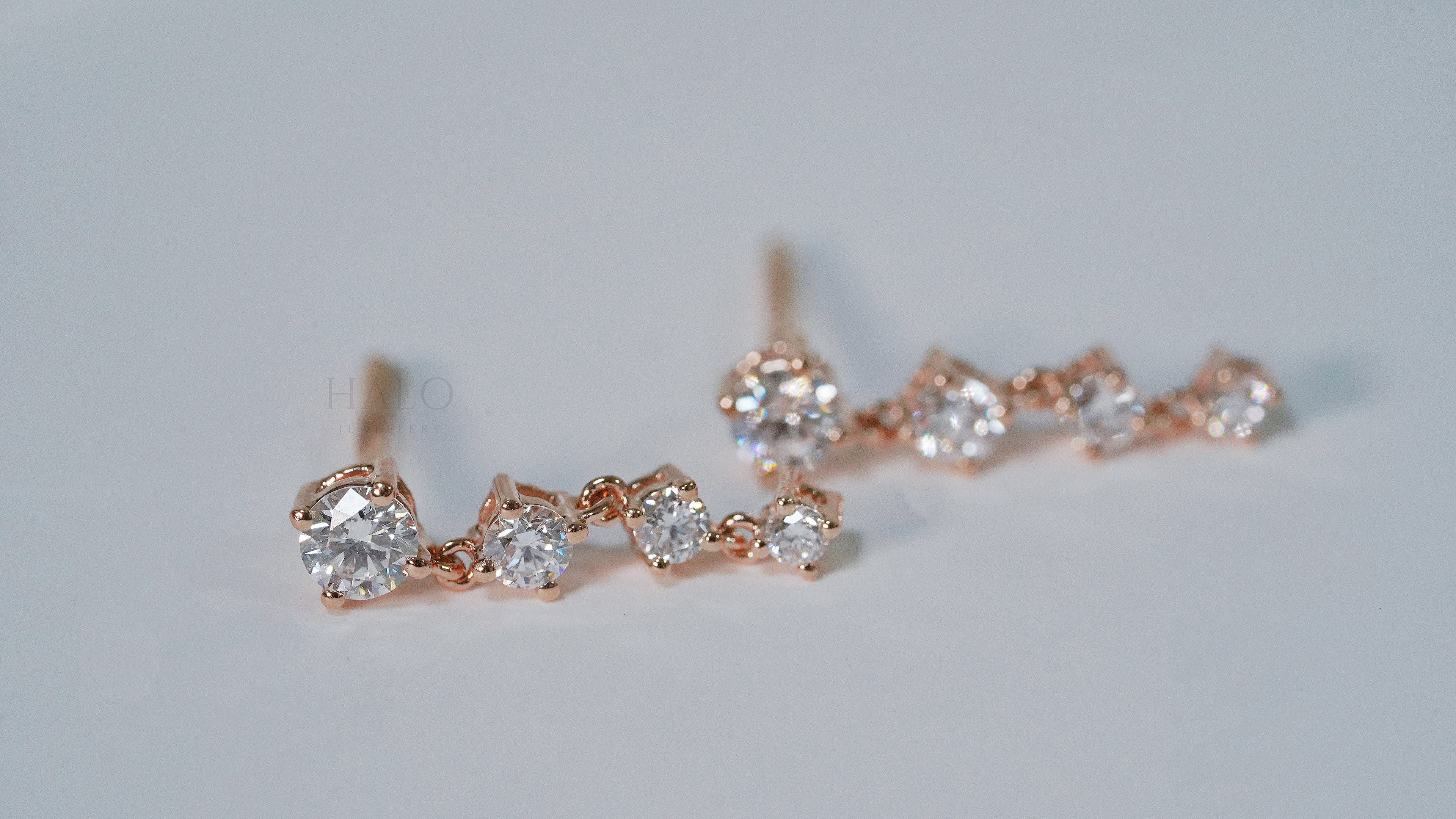 漸變垂墜鑽石耳環